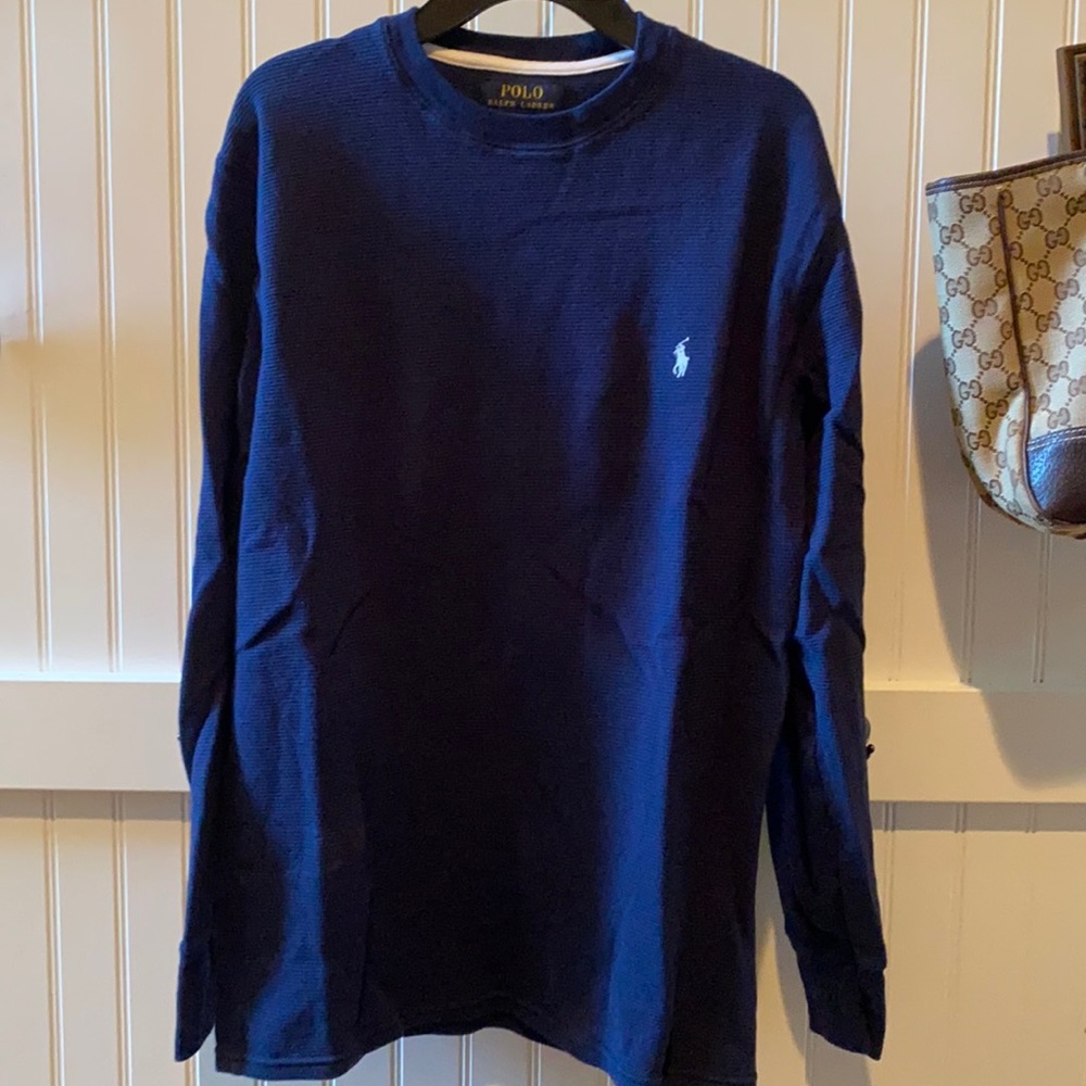 Navy men’s long sleeve Polo